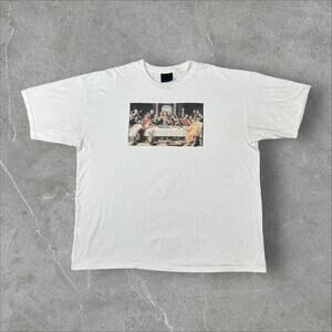 Pizza Skateboards The Last Supper Jesus Y2K Size XL White Skateboarding T-Shirt